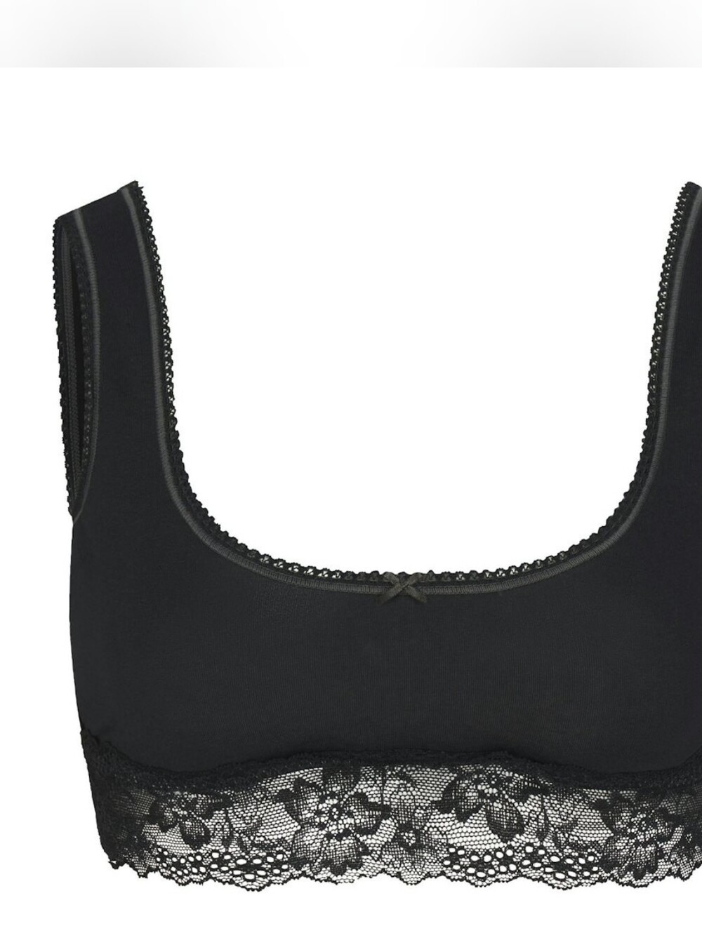 Skims Lightweight Cotton Lace Scoop Bralette in color Soot Tonal